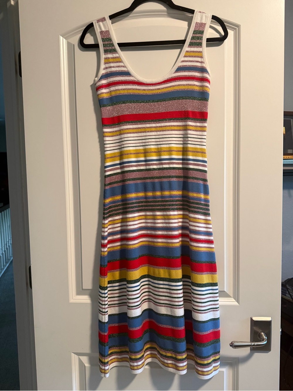 Veronica Beard Multicolor Striped Metallic Knit Midi Dress – Size Small
